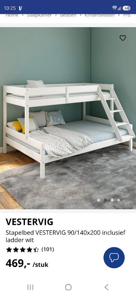 Stapelbed 90-140/200, Ophalen, Gebruikt, Tweepersoons, 140 cm