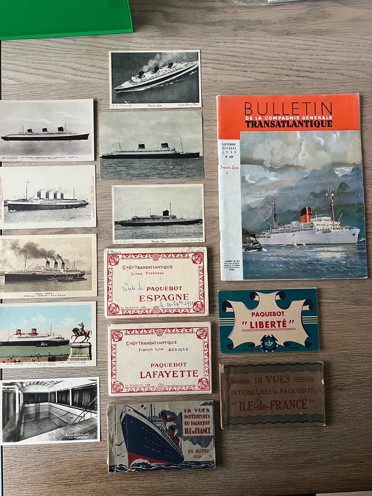 Vintage scheepvaart memorabilia French Line, Ophalen of Verzenden, Gebruikt, Kaart, Foto of Prent