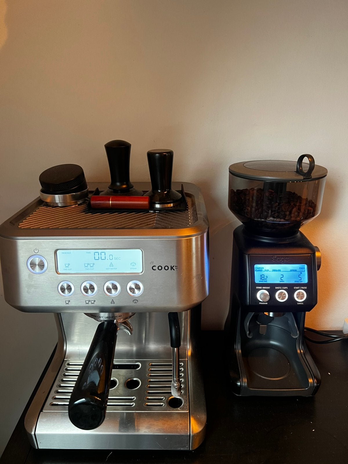 Espressomachine + Elektrische bonenmaler + accesoires, Ophalen, Zo goed als nieuw, Espresso apparaat