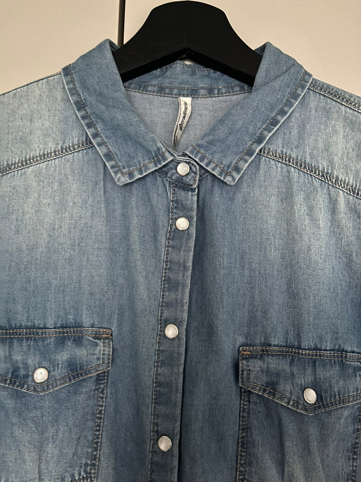 Spijkerblouse Stradivarius mt Xl, Ophalen of Verzenden, Zo goed als nieuw, Maat 46/48 (XL) of groter, Blauw