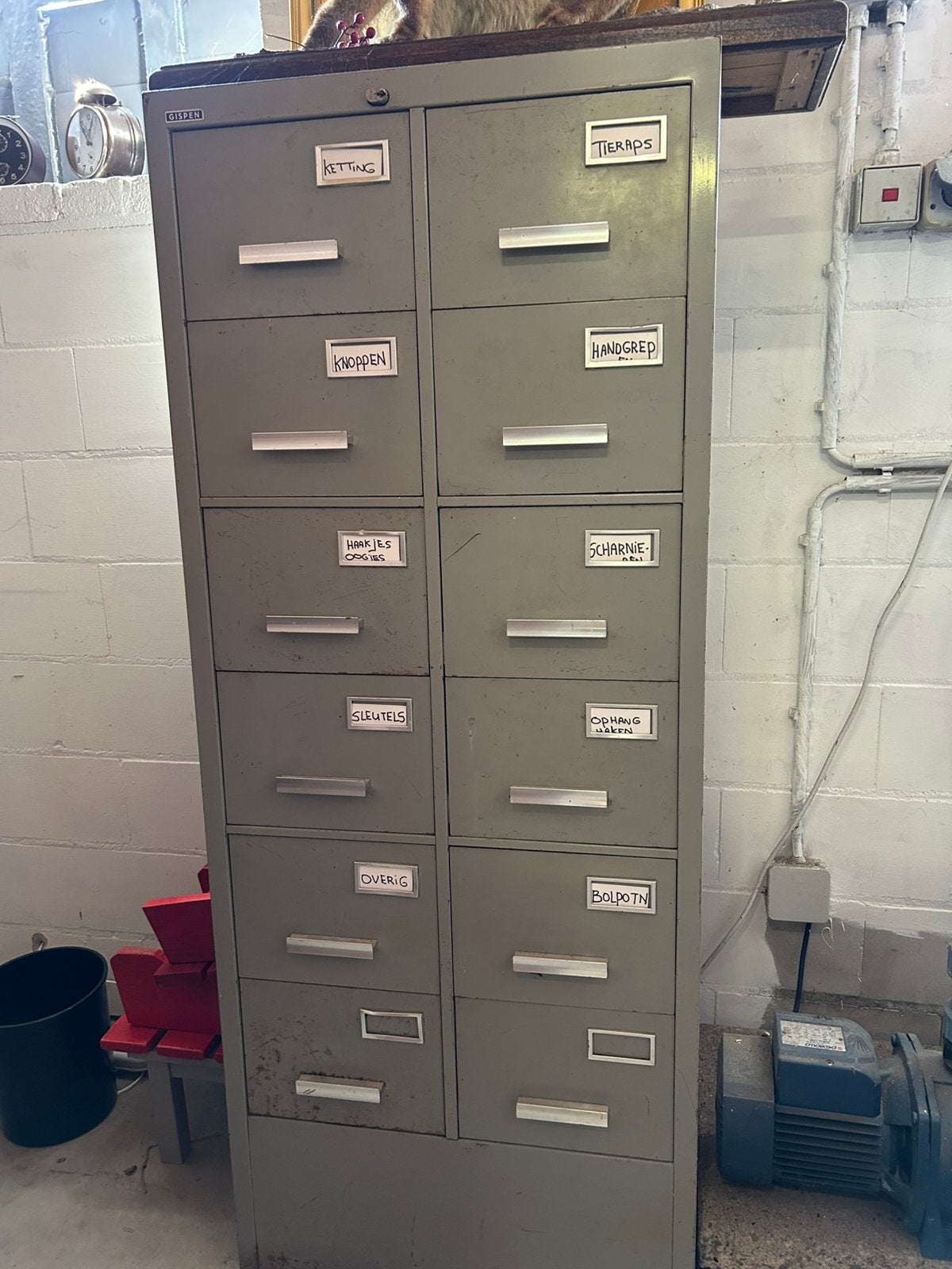 Vintage industrieel ladenkast kast archiefkast Gispen, Ophalen, Zo goed als nieuw