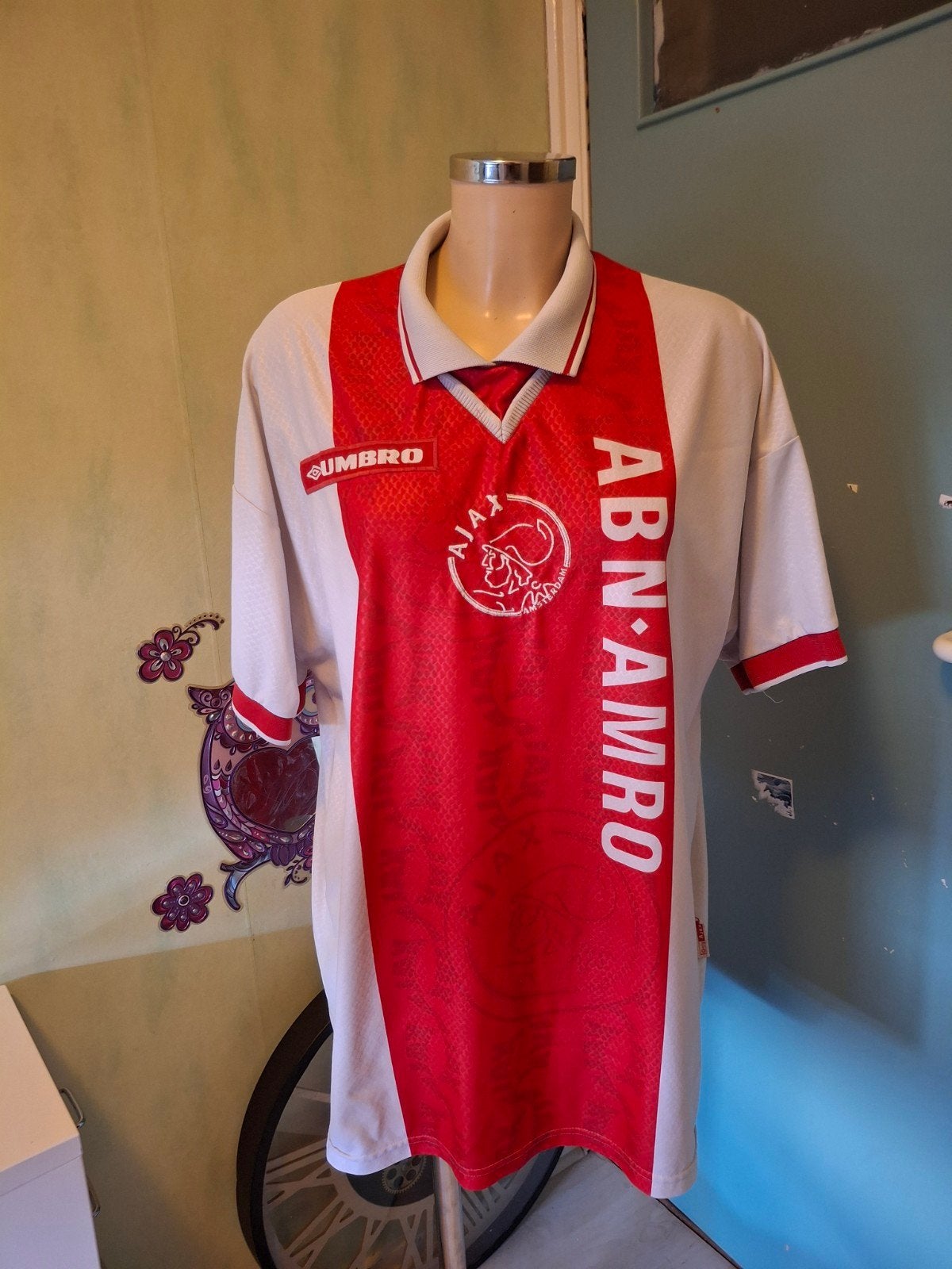 Vintage Ajax Umbro ABN AMRO Thuisshirt Maat XL, Kleding | Heren, Maat 56/58 (XL), Ophalen of Verzenden, Gedragen, Rood