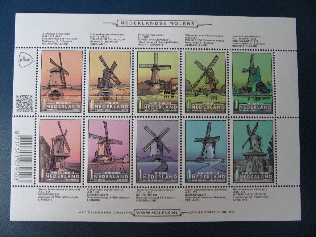 Postzegelvel Nederlandse molens *** met korting ***, Verzenden, Postfris