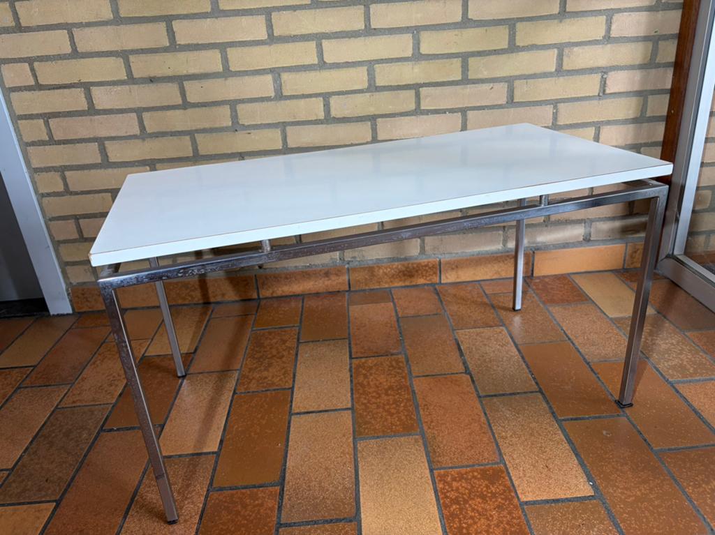 Vintage witte Stiemsma salontafel formica RVS staal.691, Ophalen