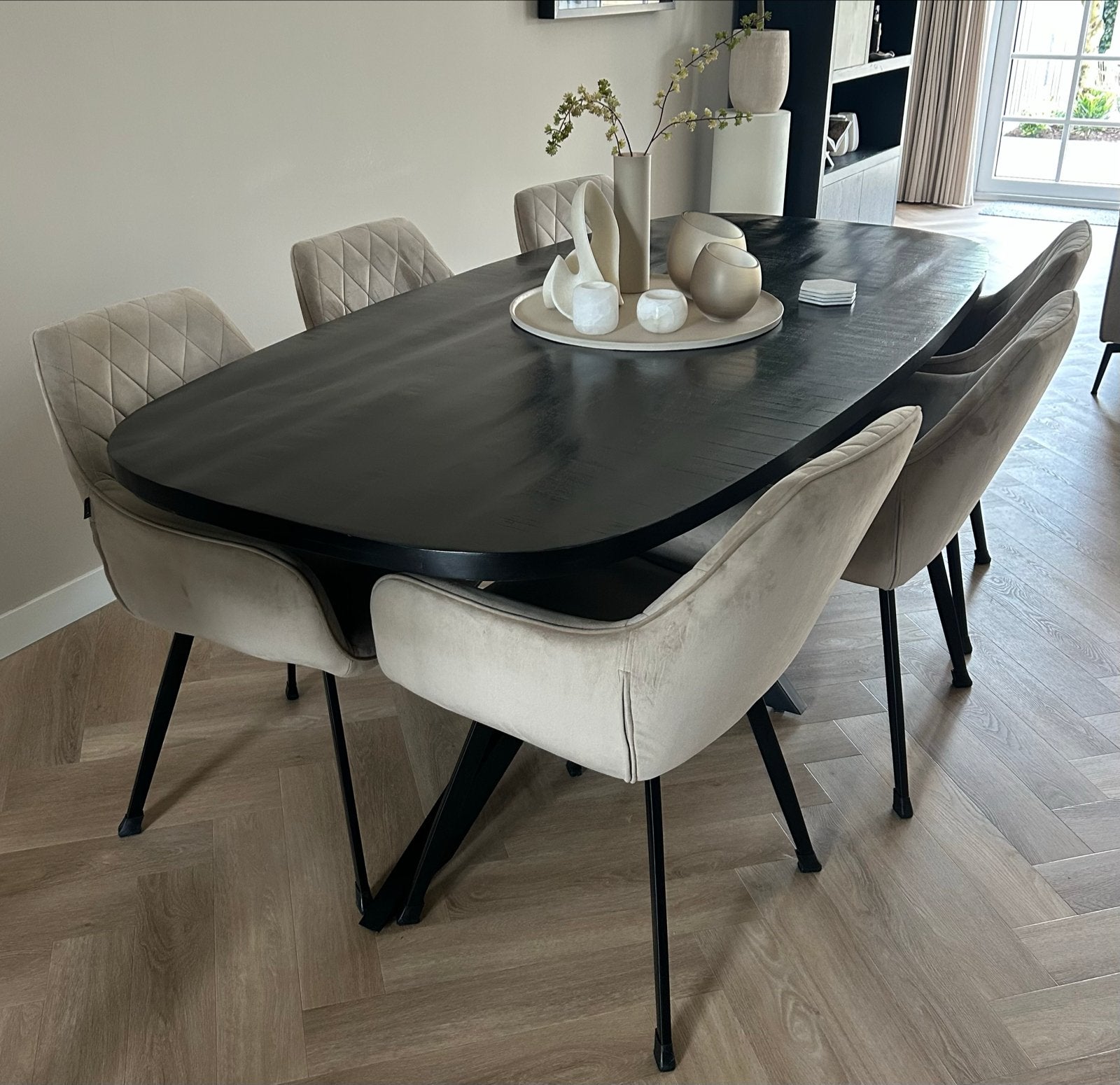 Deens ovale eettafel mangohout 210cm, Ophalen, Gebruikt, 200 cm of meer, 50 tot 100 cm