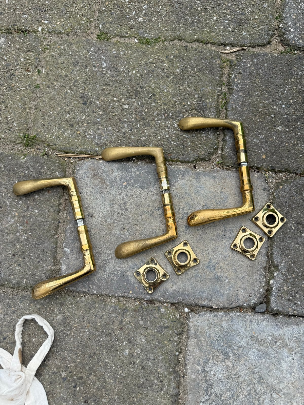 Gouden vintage deurgrepen en deurslot, Ophalen of Verzenden, Gebruikt, Koper of Messing, Klink of Kruk