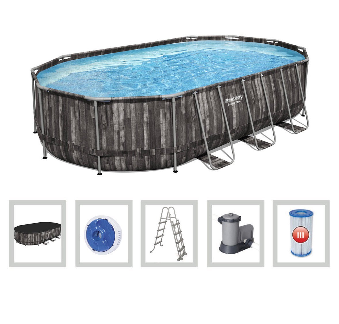 Bestway zwembad 610 x 366 x 122 cm, Tuin en Terras, 300 cm of meer, Zo goed als nieuw, Ovaal, Ophalen