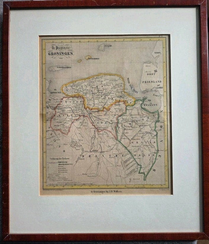 Antieke kaart van Groningen 1864 J.B. Wolters, F.C. Brugsma, F.C. Brugsma, Ophalen of Verzenden, Landkaart, 1800 tot 2000