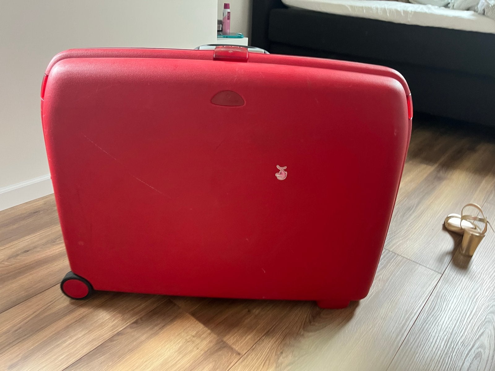 Samsonite Rode Koffer met Wieltjes en Slot, Ophalen, Gebruikt, 50 tot 60 cm, Hard kunststof