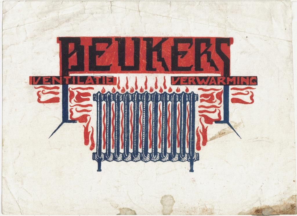 Huib Luns reclameontwerp "Beukers Ventilatie en Verwarming", Ophalen