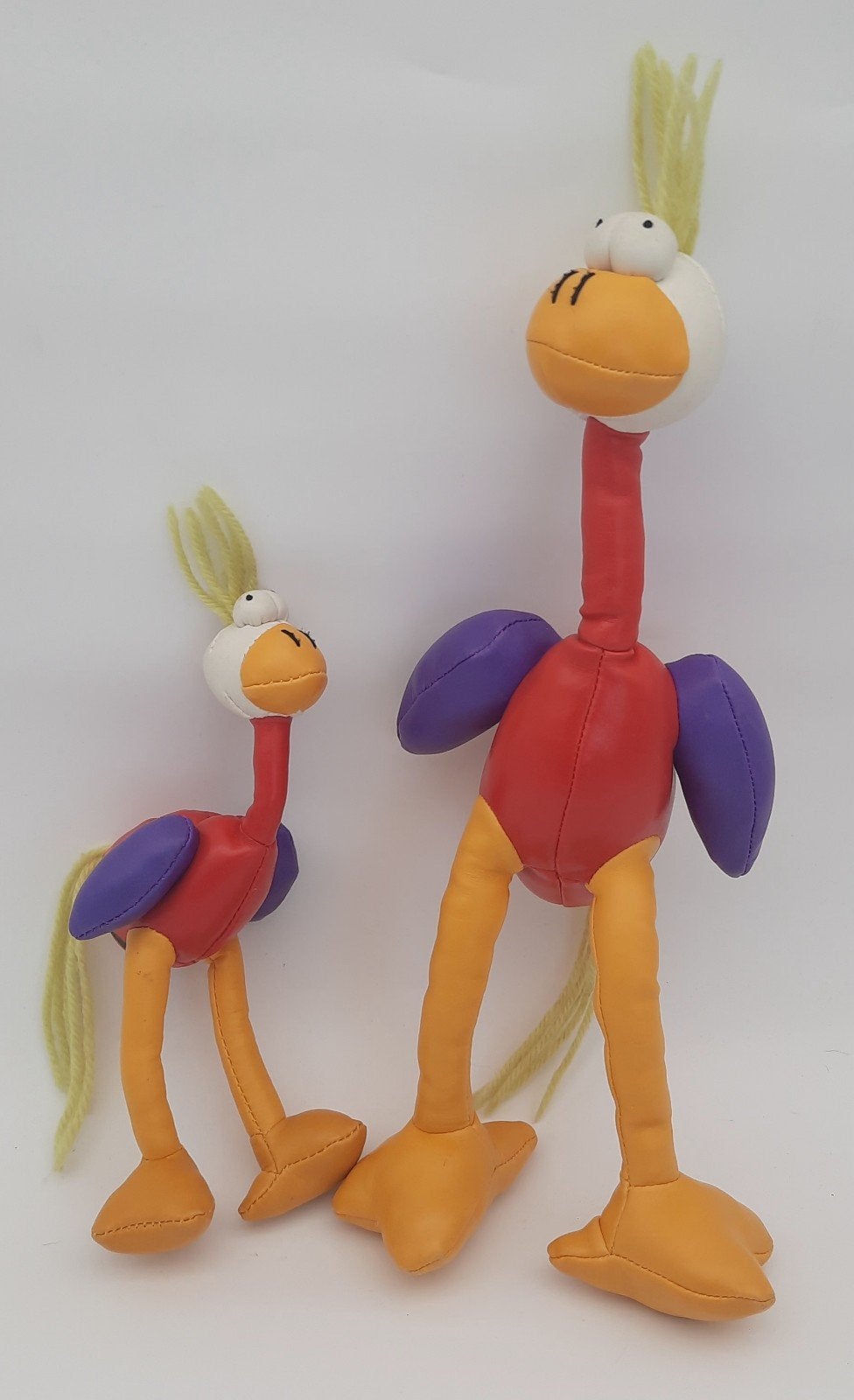 Grote en kleine vogels knuffel van kunstleer, Ophalen of Verzenden, Gebruikt, Overige typen, Middelgroot (20 tot 80 cm)