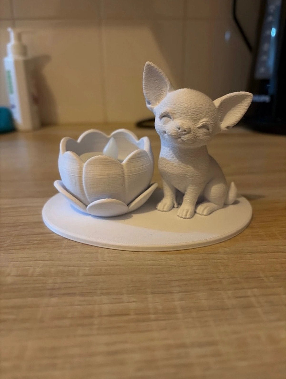 3D Geprint Chihuahua Beeldje met Kunst Waxinelichtje, Verzenden, Overige stijlen, Nieuw, Kunststof