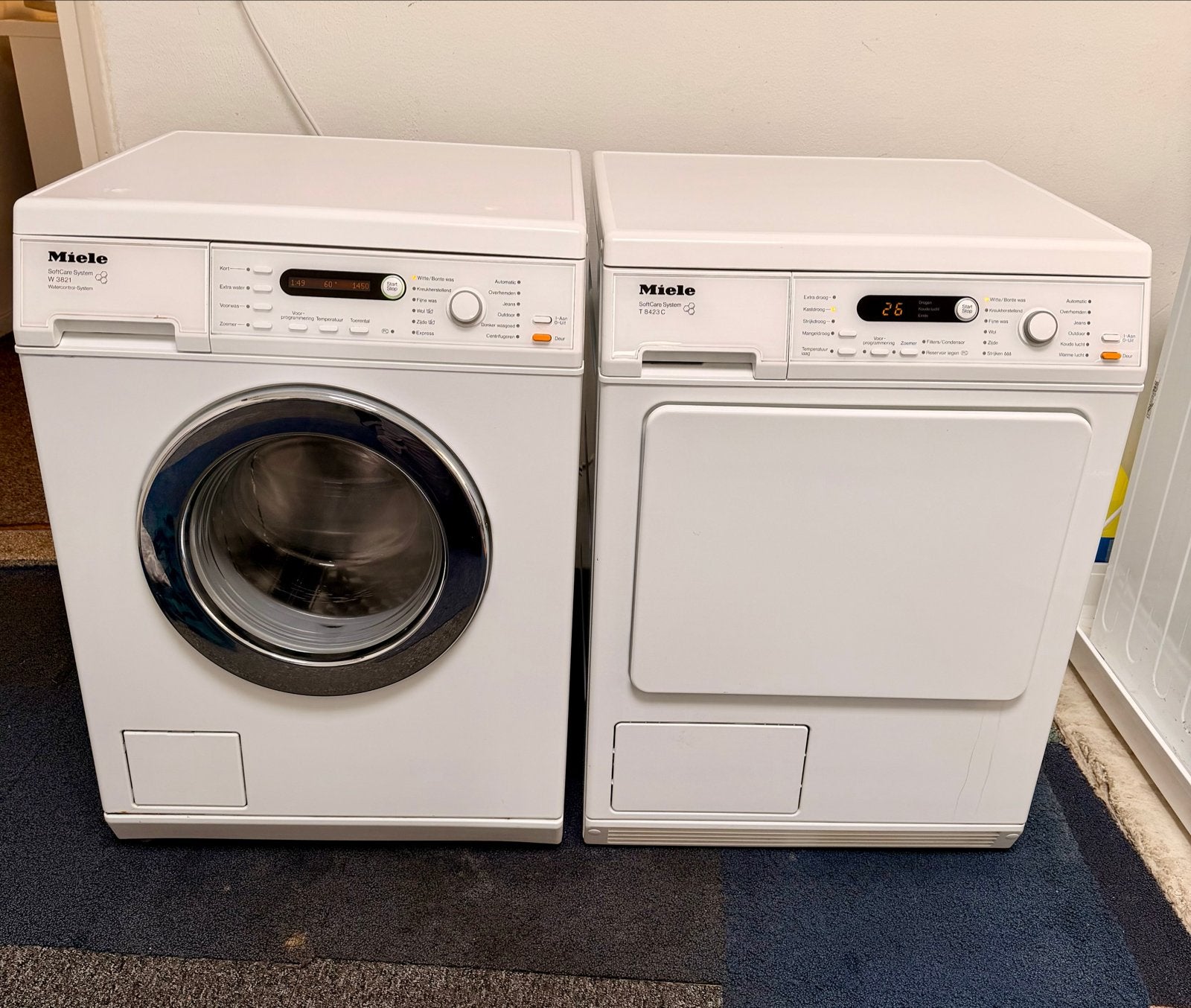 Set Miele W3821 Wasmachine en T8423C Condens droger