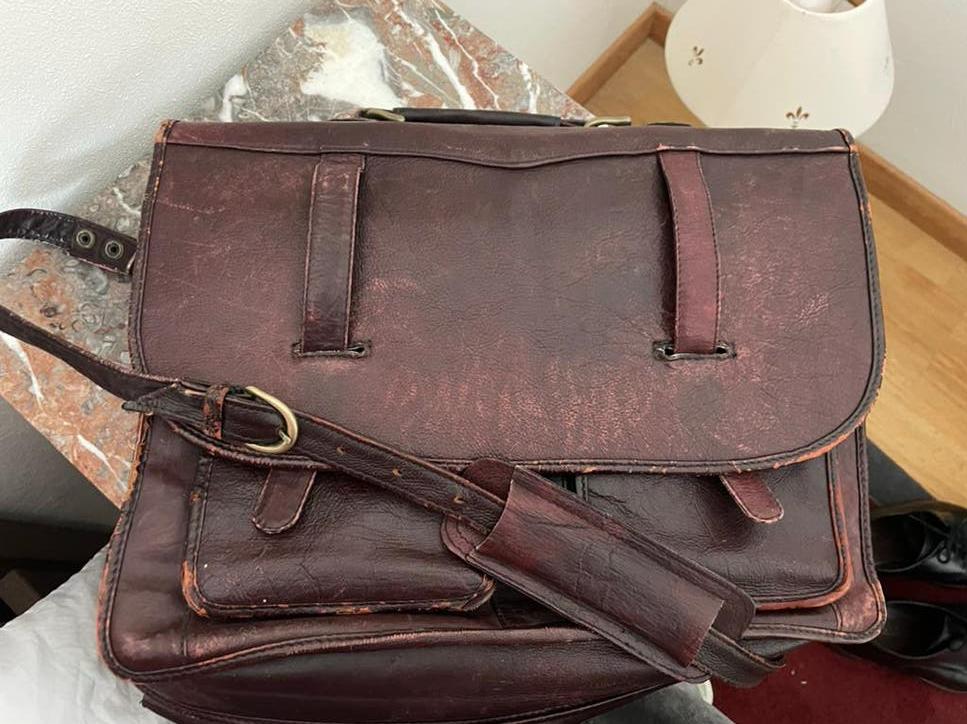 Vintage Leren Aktetas/Boekentas - Bruin, 30 tot 40 cm, Bruin, Aktetas of Boekentas, Ophalen of Verzenden