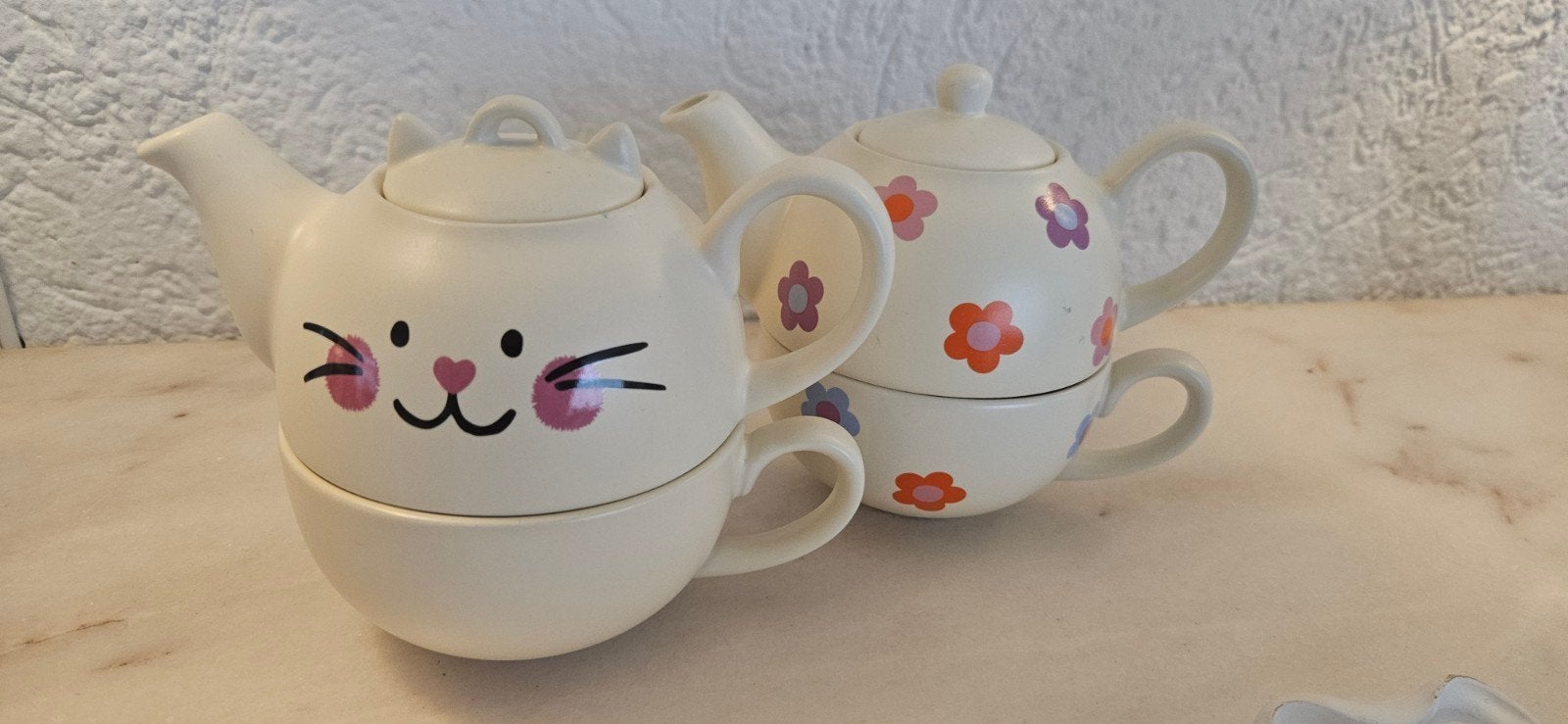 2 x HEMA "Tea for one" theepotje+kopje, Ophalen, Porselein, Overige stijlen, Kop(pen) en/of Schotel(s)