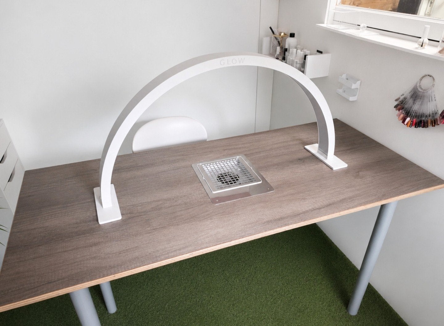 Salon tafel met afzuiging + overige spullen, Ophalen, Gebruikt, Hout, Overige merken