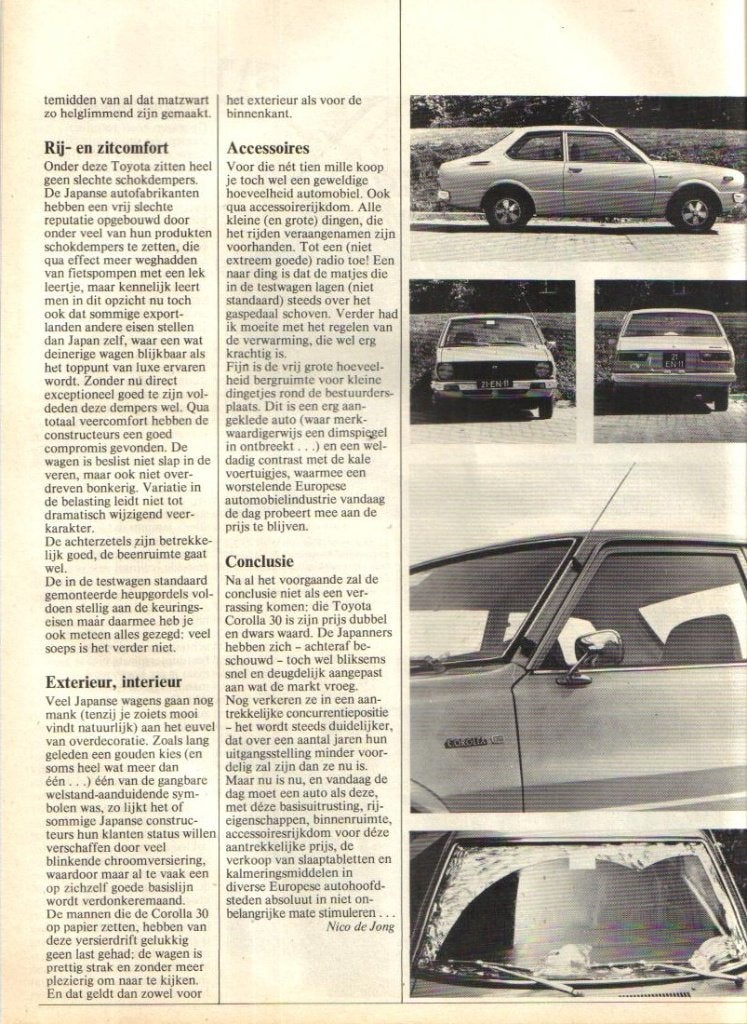 Autovisie test Toyota Corolla 30 Juni 1975, Ophalen of Verzenden, Gelezen, Toyota