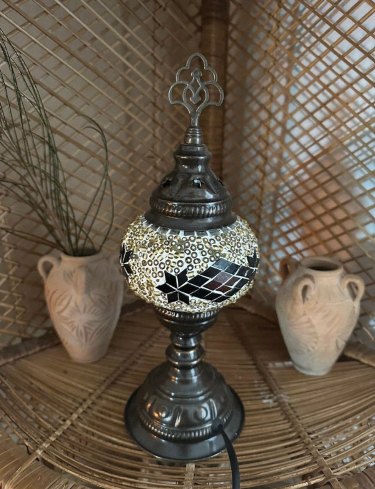 Oosterse tafellamp van glasmozaïek - Turkse lamp, Ophalen of Verzenden, Zo goed als nieuw