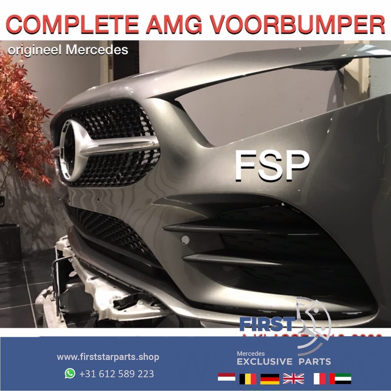 W177 AMG LINE VOORBUMPER A KLASSE 2020 A35 GRIJS COMPLEET ME, Auto-onderdelen, Gebruikt, -, Voor, Ophalen of Verzenden