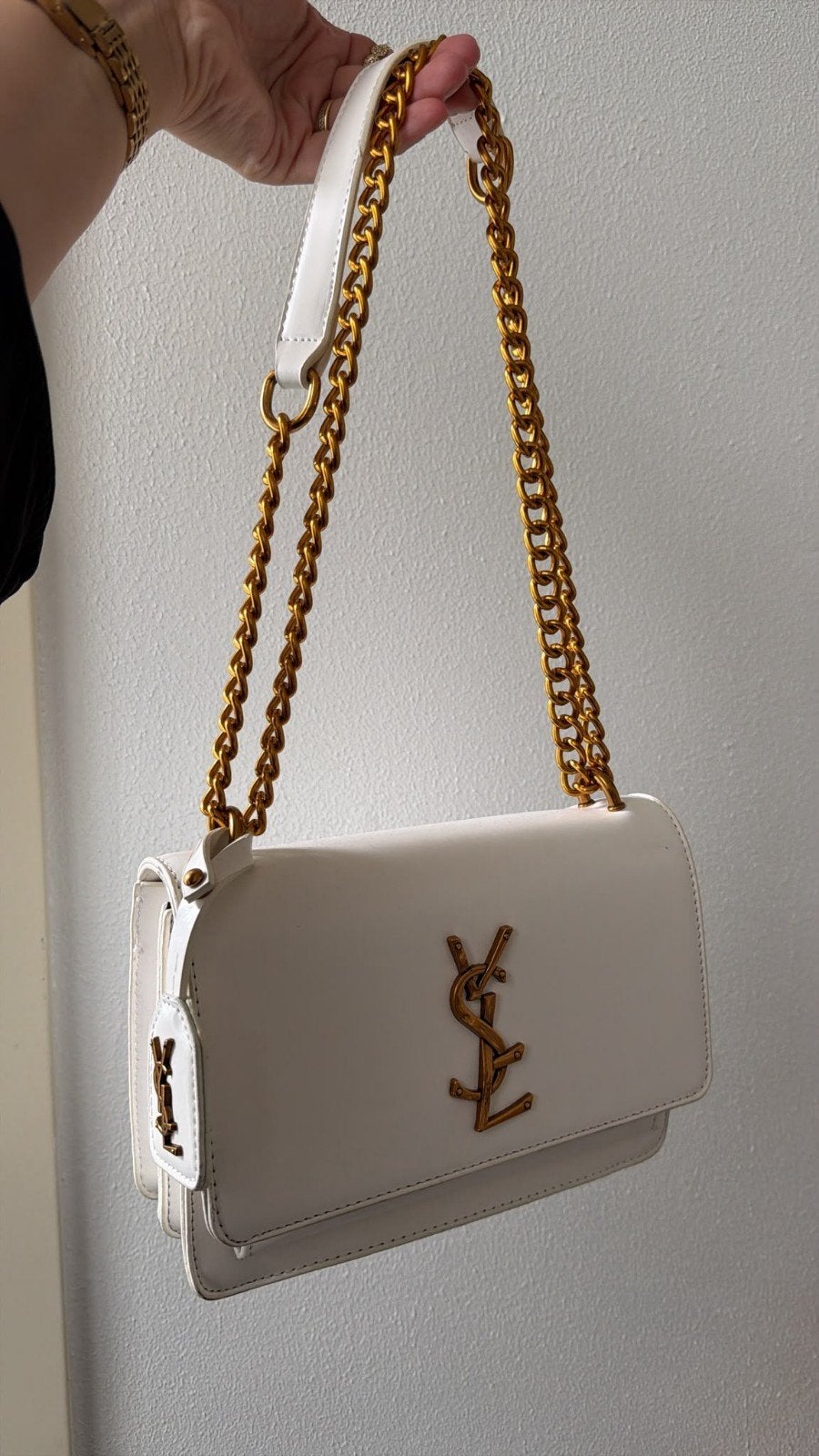 Chique Witte Schoudertas met Gouden Details, Ophalen of Verzenden