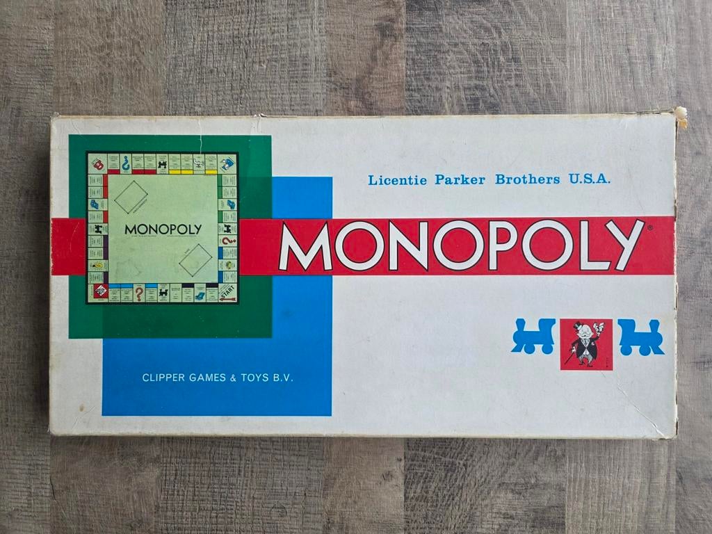 Vintage Monopoly bordspel Clipper lange witte doos, Gebruikt, ., Clipper, Vijf spelers of meer