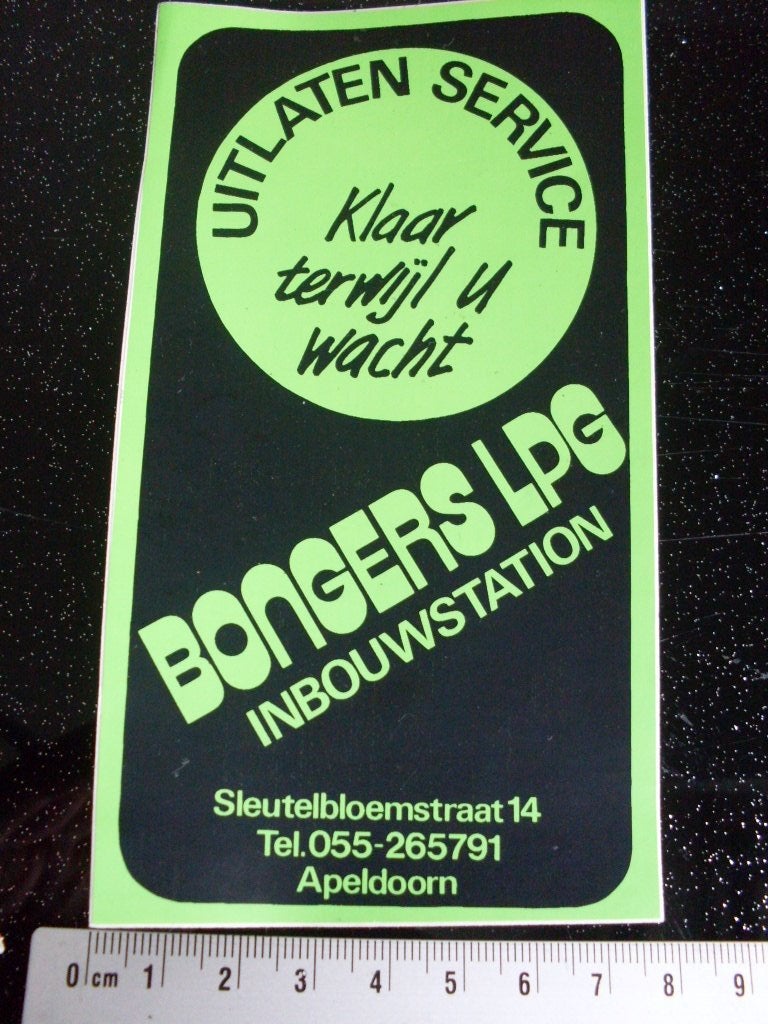 sticker Bongers lpg inbouwstation apeldoorn uitlaten service, Verzenden, Zo goed als nieuw, Bedrijf of Vereniging
