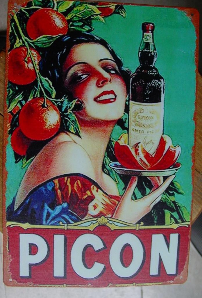 PICON REKLAME -METAAL-, Verzamelen, Ophalen of Verzenden, Gebruikt, Reclamebord