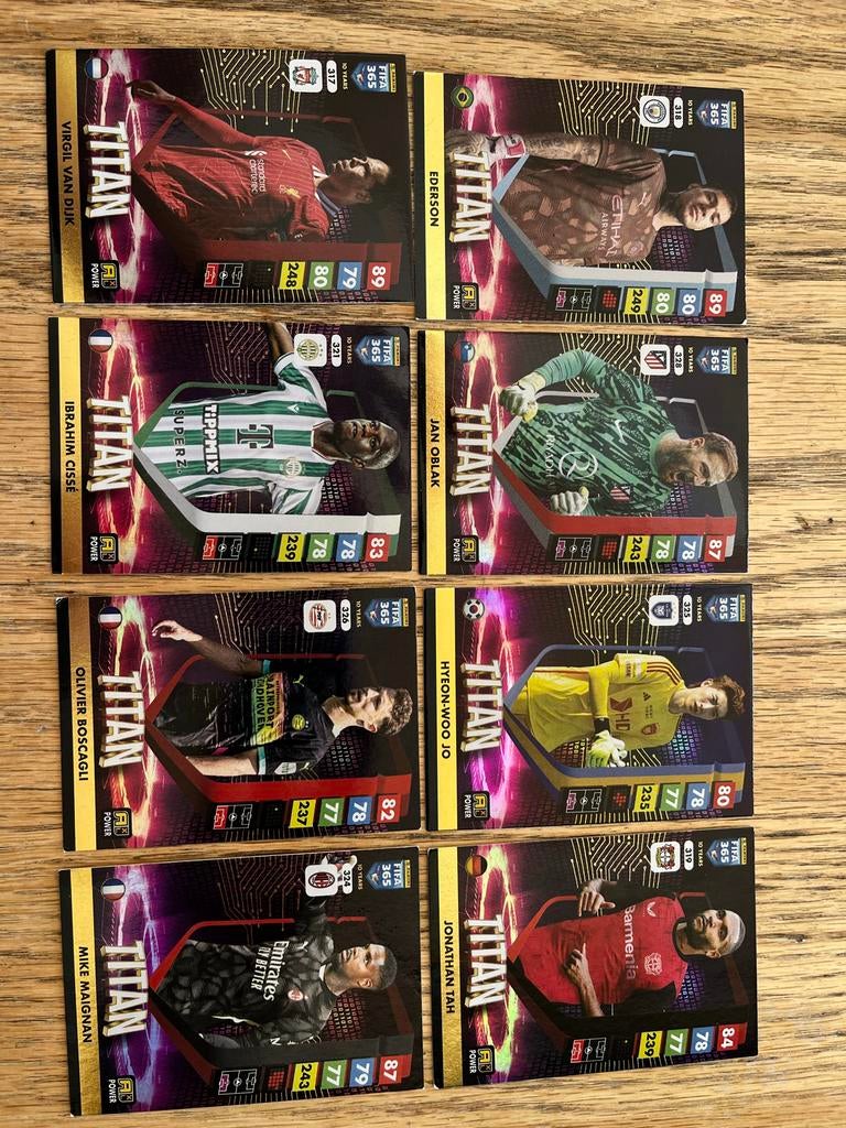 8 Panini FIFA 365 Adrenalyn 2025 Titan kaarten, Ophalen of Verzenden, Zo goed als nieuw, Buitenlandse clubs, Spelerskaart