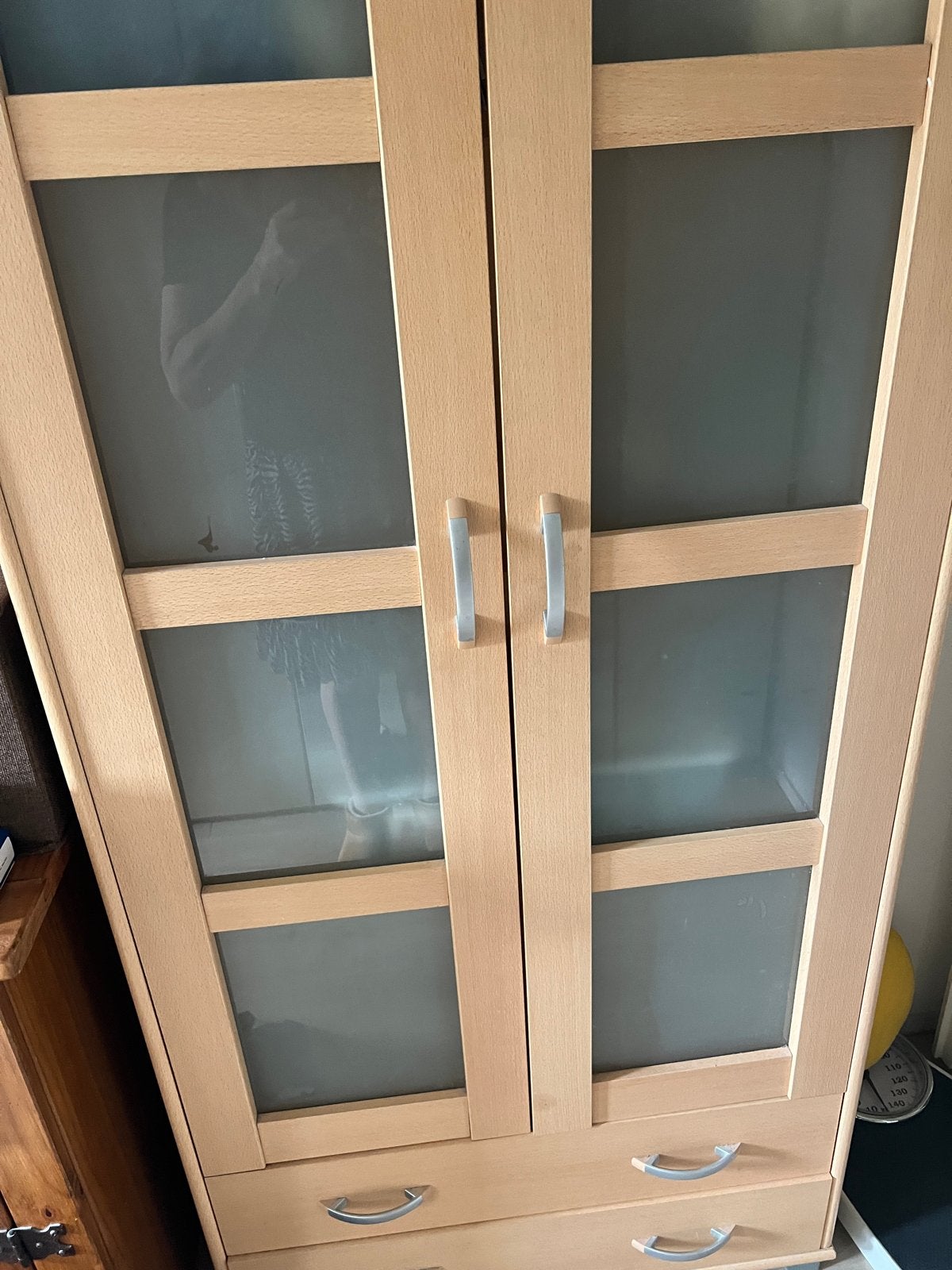 Vitrine boekenkast, blank gefineerd met lades, Huis en Inrichting, Kasten | Vitrinekasten, Ophalen, Gebruikt, 50 tot 100 cm, Met lade(s)