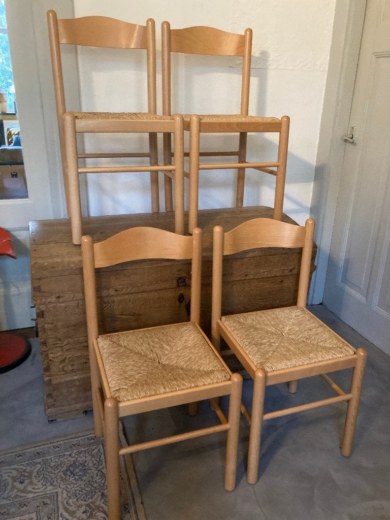 Vintage stoelen - scandinavisch design, Huis en Inrichting, Stoelen, Ophalen, Bruin, Hout, Zo goed als nieuw