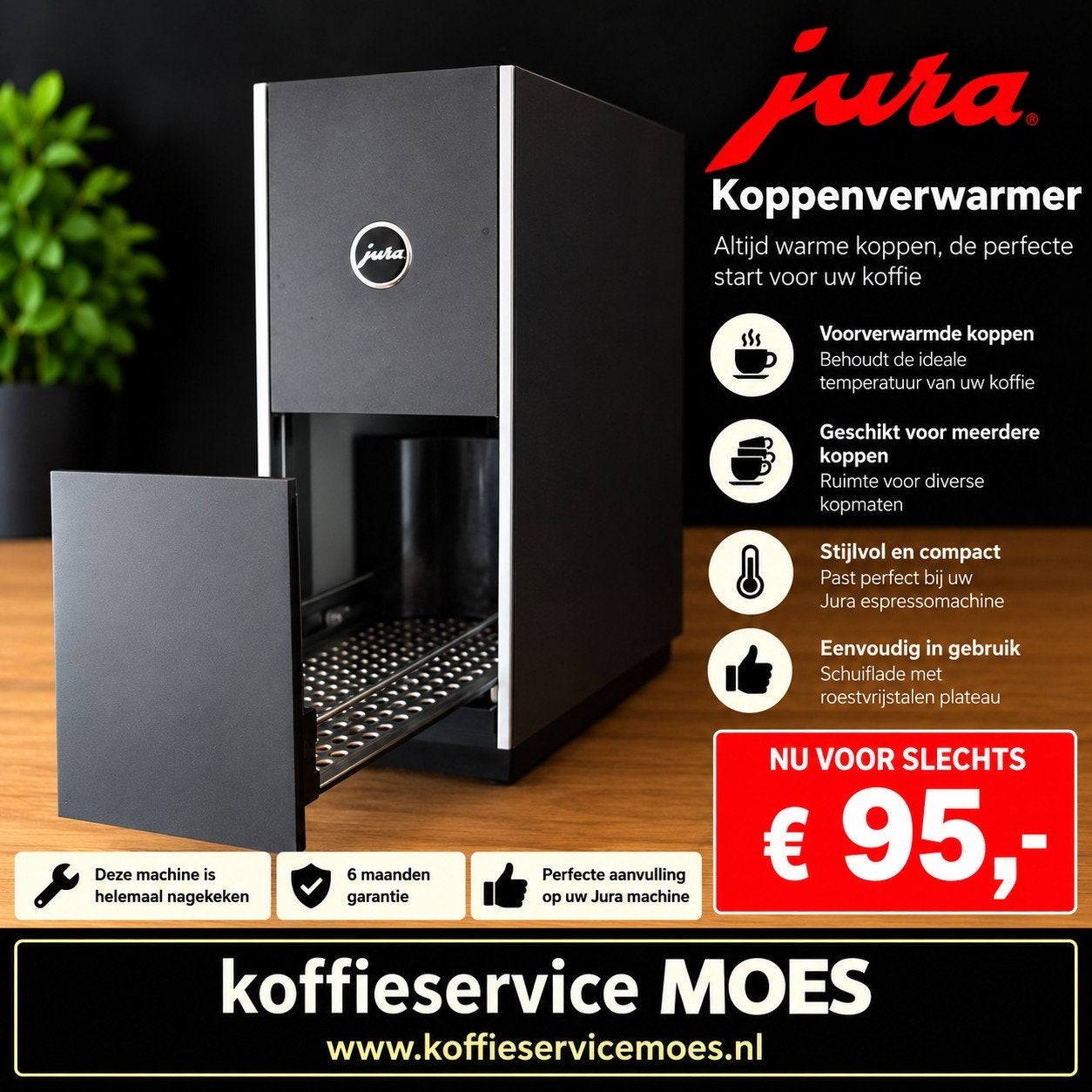 Jura koppenverwarmer, Witgoed en Apparatuur, Afneembaar waterreservoir, 10 kopjes of meer, Koffiemachine, Refurbished