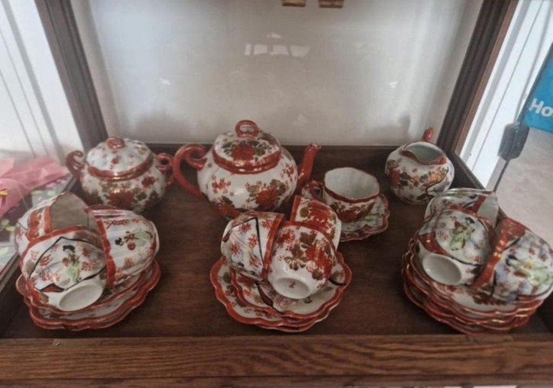 Vintage orginele Japans kutani theeservies compleet set, Ophalen