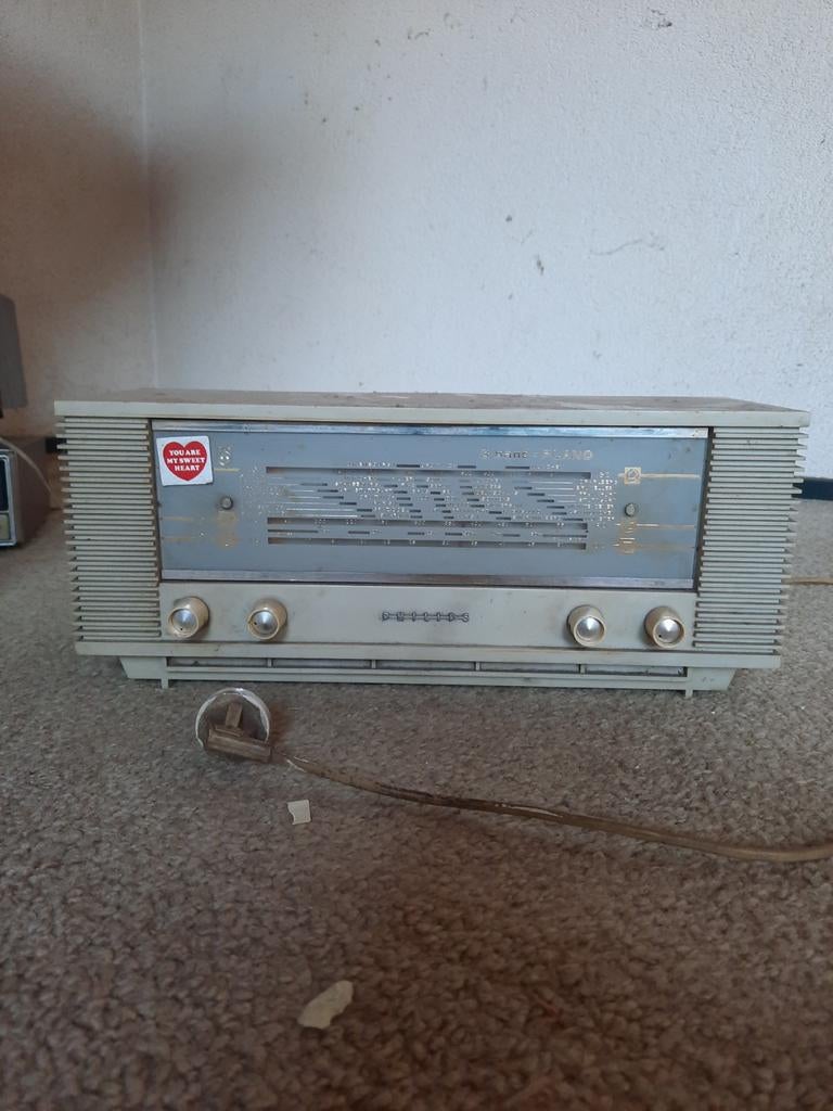 Vintage Philips Radio Plano - Decoratief of voor Restauratie, Ophalen of Verzenden, Radio