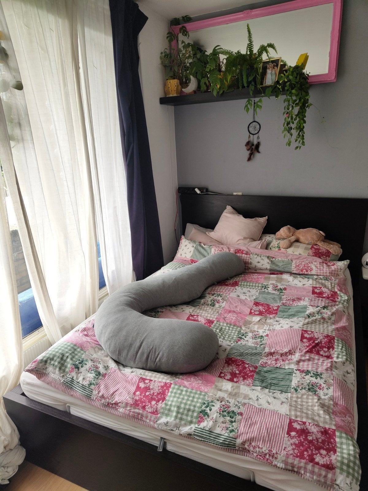 IKEA MALM opklapbed 140x200 cm met matras, Zwart, Tweepersoons, 200 cm, Hout
