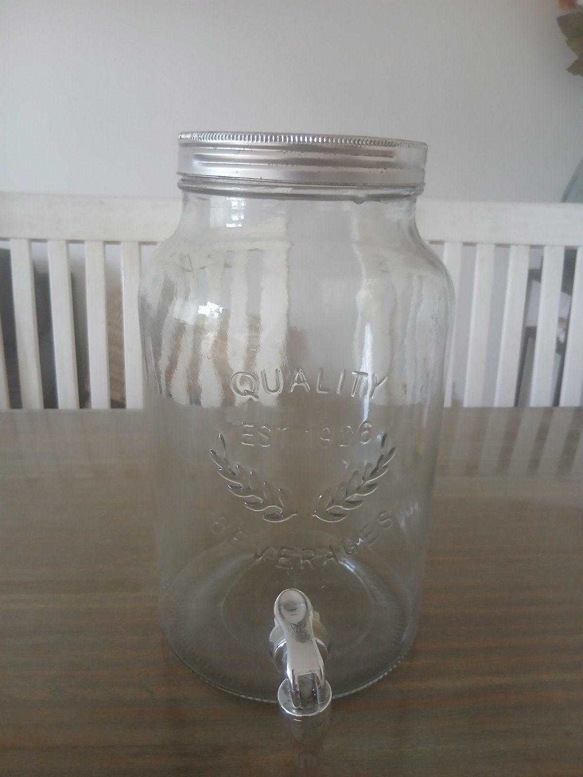 Glazen drankdispenser met tapkraan en standaard, Ophalen of Verzenden, Overige merken, Glas, Overige typen