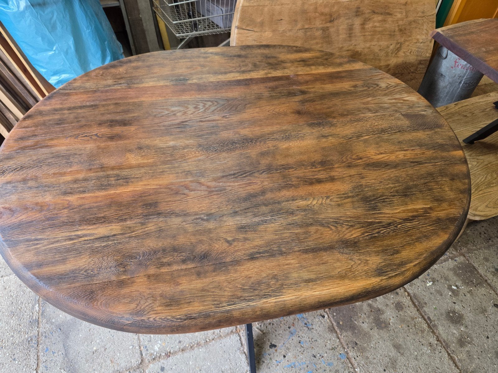 Ovale massieve eettafel 1.50m x 1.20m, Ophalen, Ovaal