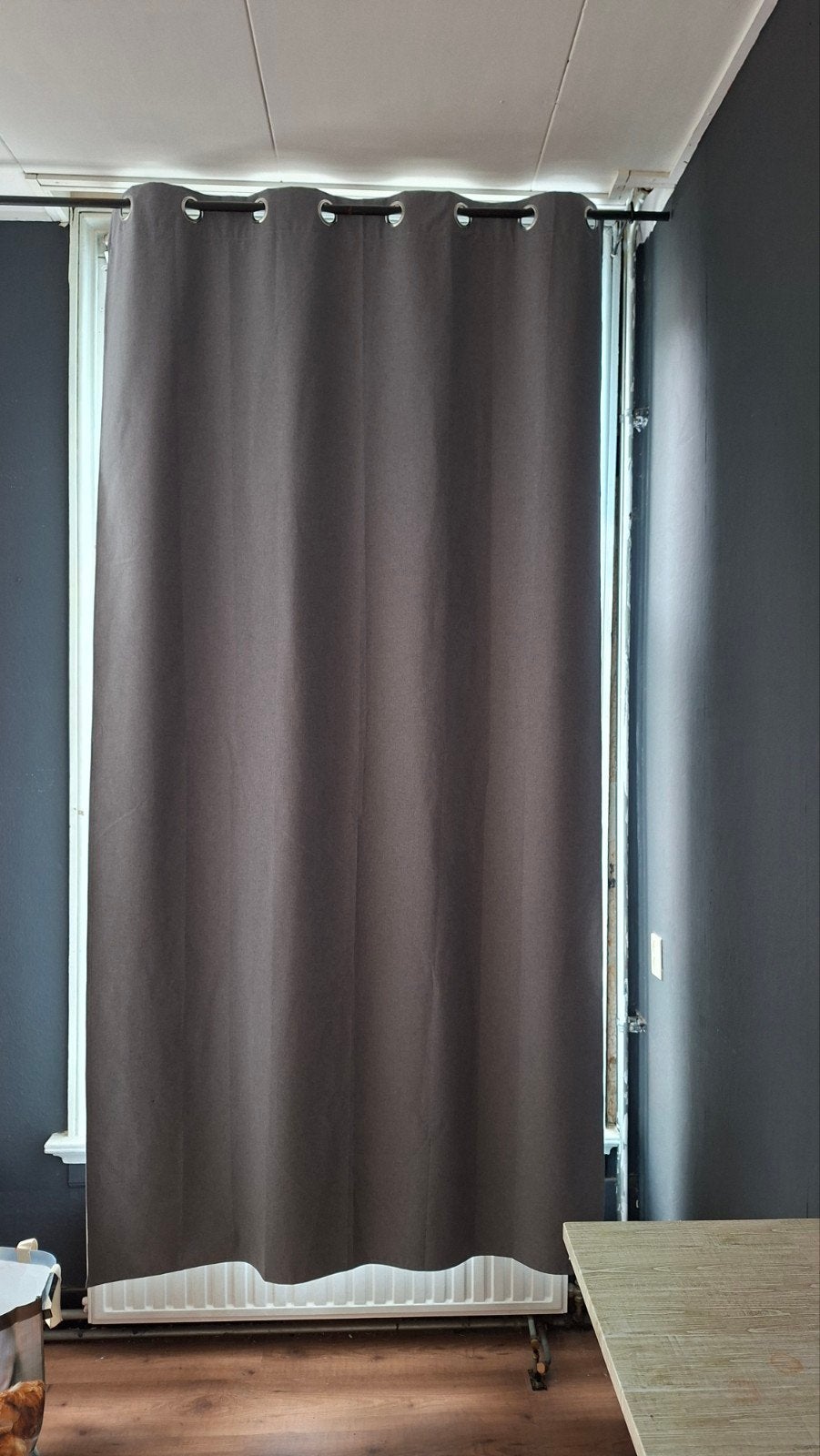 Verduisterend gordijn grijs met ringen, Ophalen of Verzenden, 260 cm, Met ringen, Gordijn