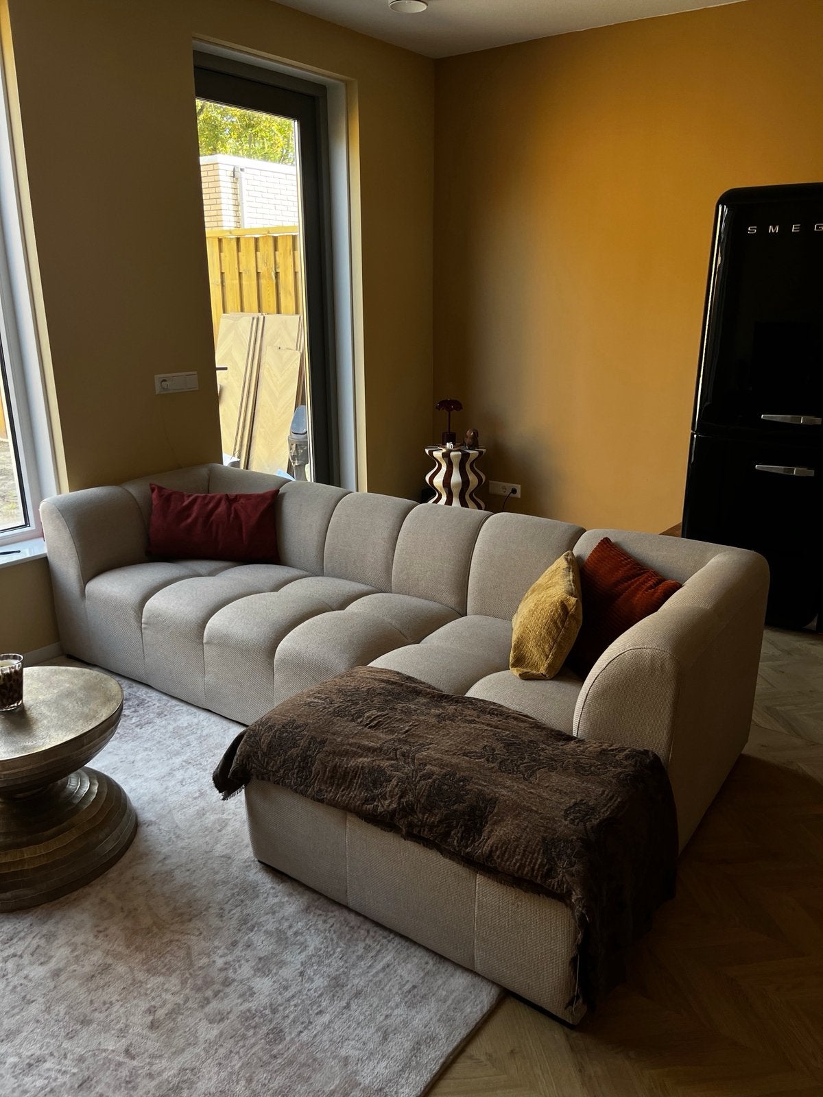 3-zitsbank met chaise longue, Ophalen, Gebruikt, Stof