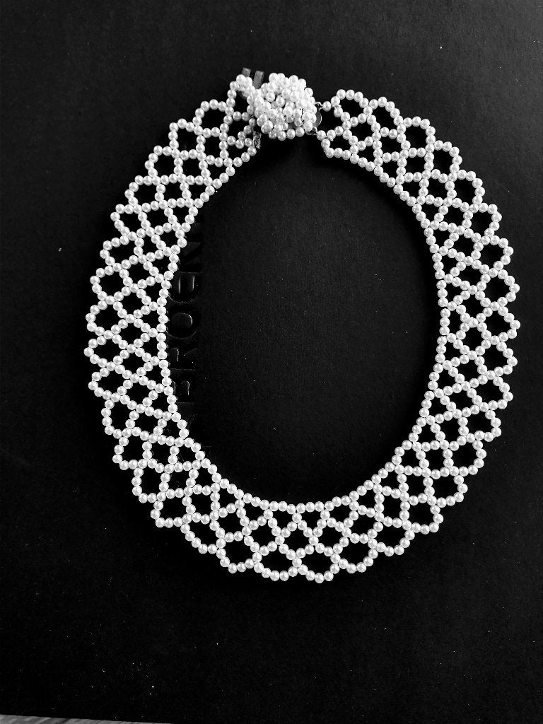 Parel ketting kraagje, champagne kleur, vintage jaren 60, Ophalen of Verzenden, Dames