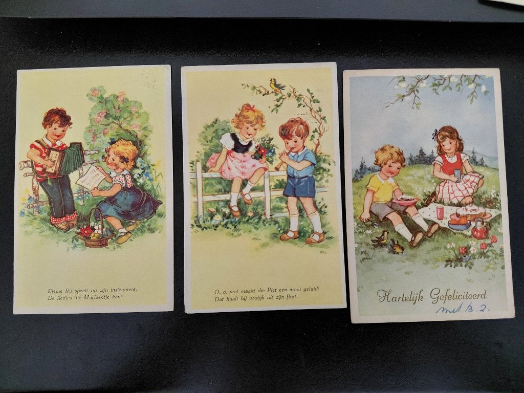 leuke kinderkaarten, met tekst, gelopen,1964,, Verzamelen, Verzenden, 1960 tot 1980, Gelopen, Kinderen
