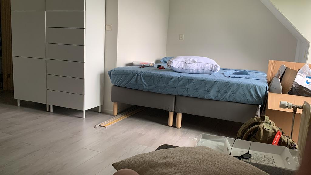 Grijs boxspring van 180x200, Ophalen, Tweepersoons, Grijs, 180 cm