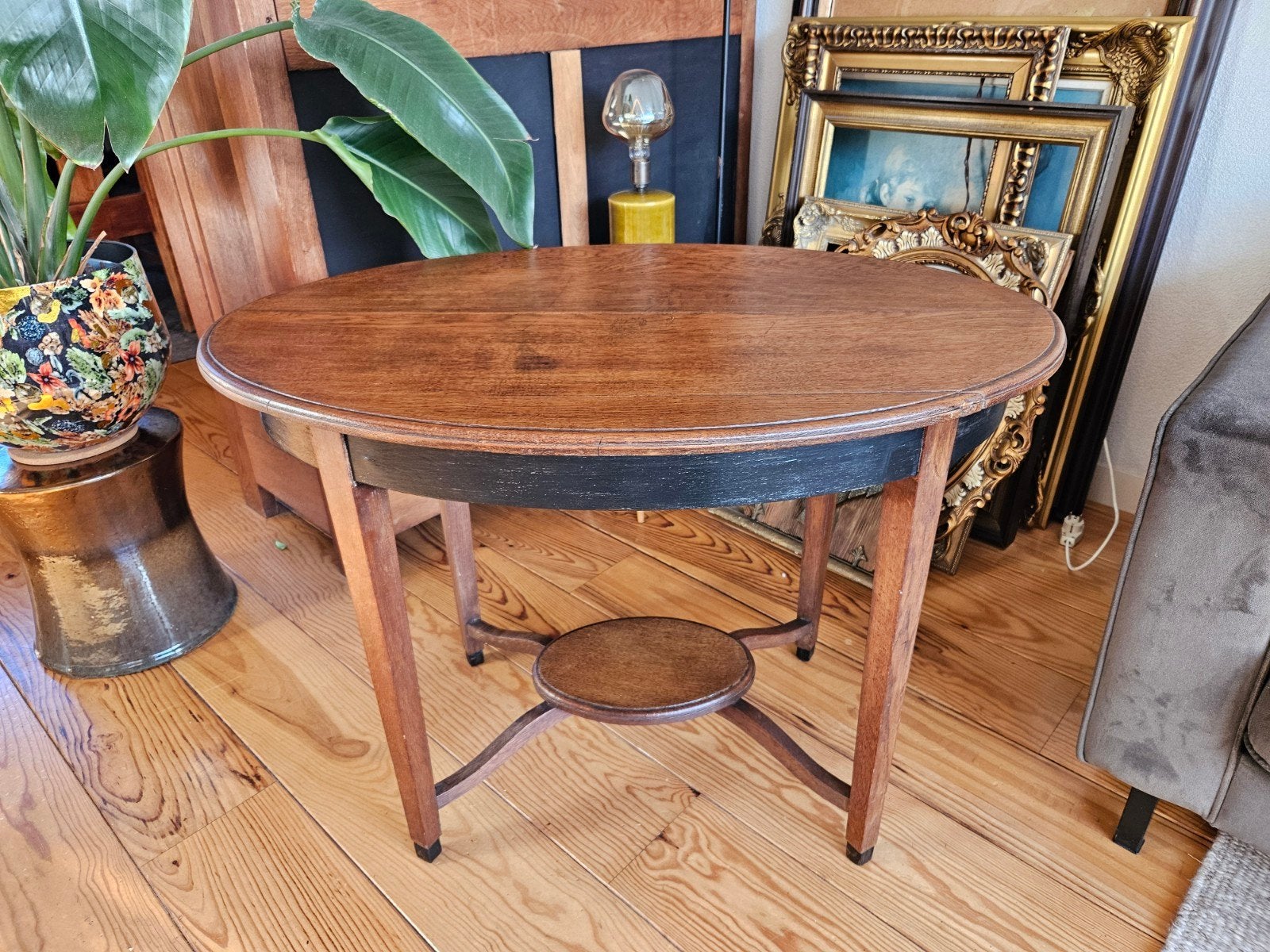 Antieke Eikenhouten Bijzettafel, Antiek en Kunst, Ophalen