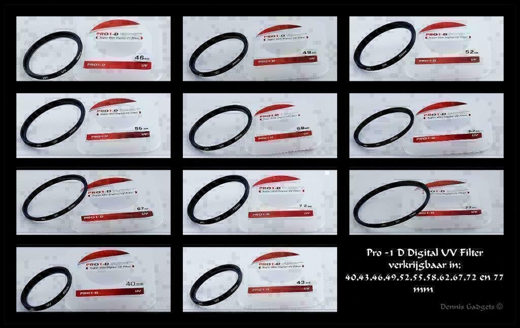 Dennis Gadgets : UV filter pro 1 of Color div maatvoeringen, Ophalen of Verzenden, Nieuw, UV-filter