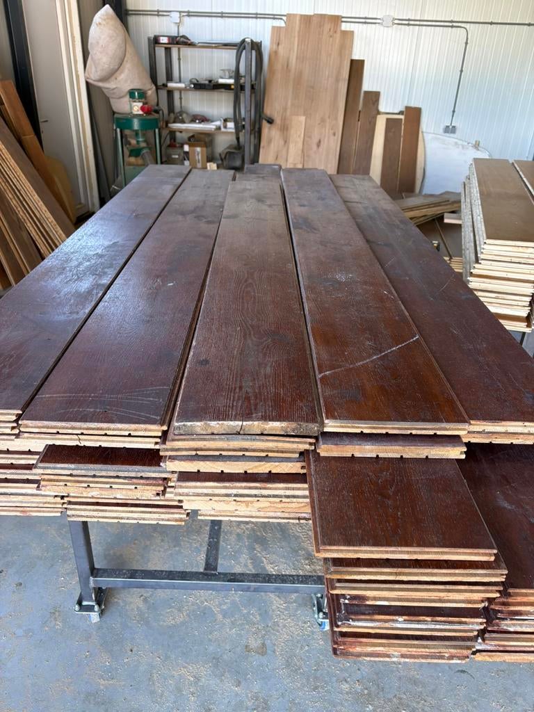 +-25 m2 massief grenen houten vloer, Ophalen, Gebruikt, Vloerdelen of -planken, 10 m² of meer