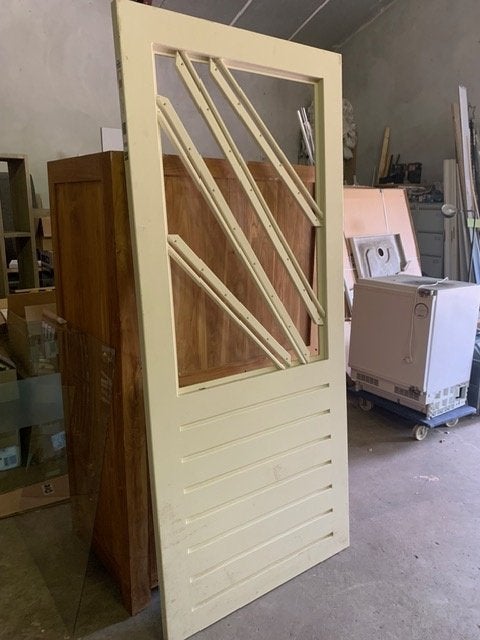 meranti achterdeur/balkondeur, Ophalen, 80 tot 100 cm, Nieuw, Buitendeur
