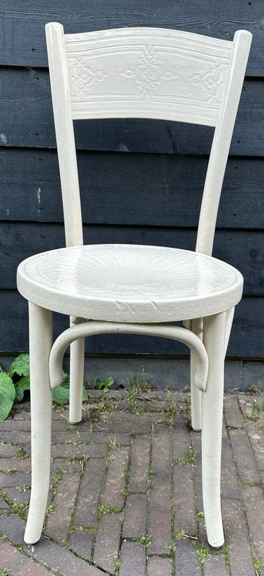 Vintage Thonet stoel - Crème wit, Ophalen
