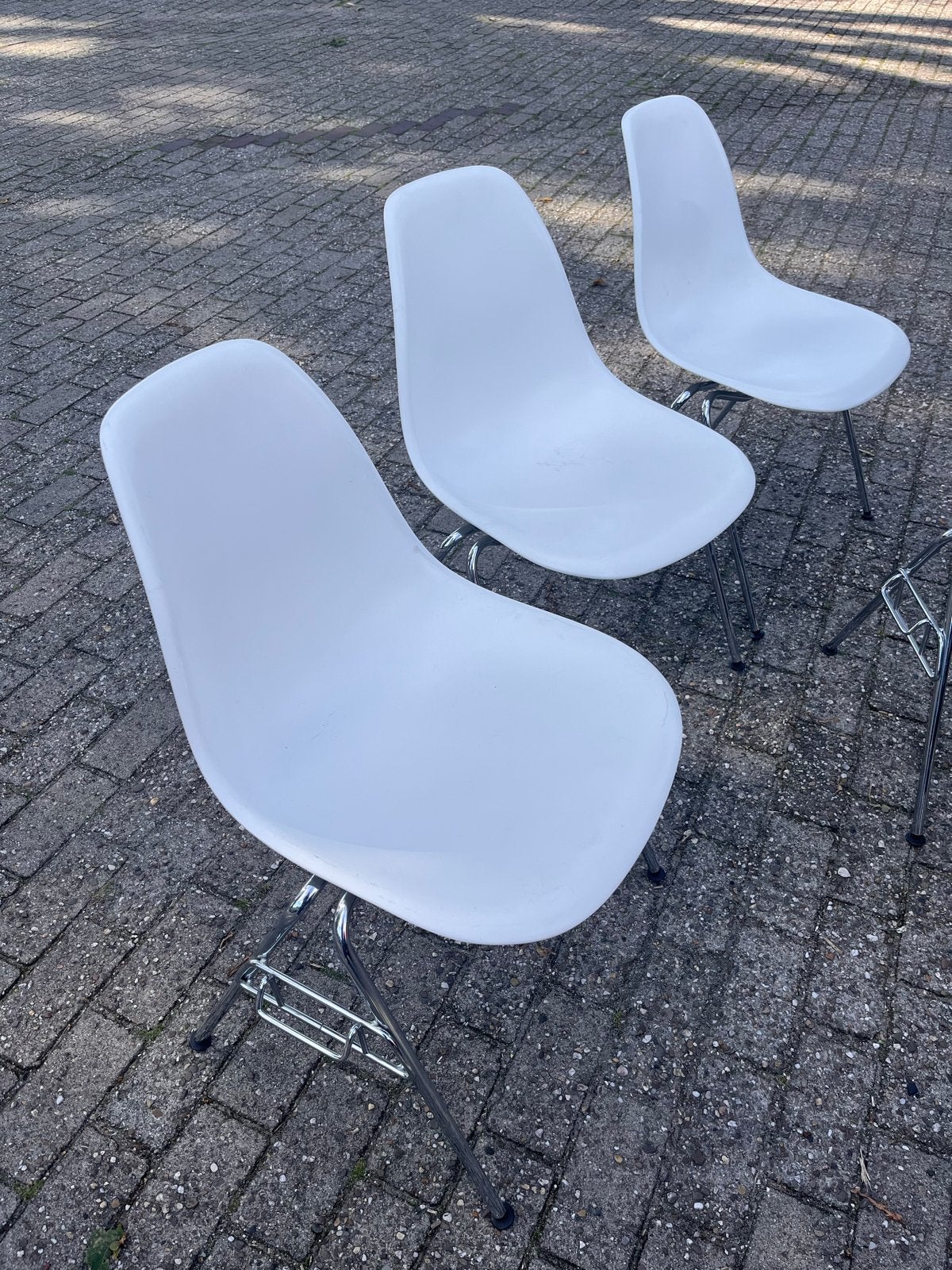 Vitra Eames Plastic Side Chairs DSR - Set van 4, Ophalen, Kunststof, Gebruikt, Wit