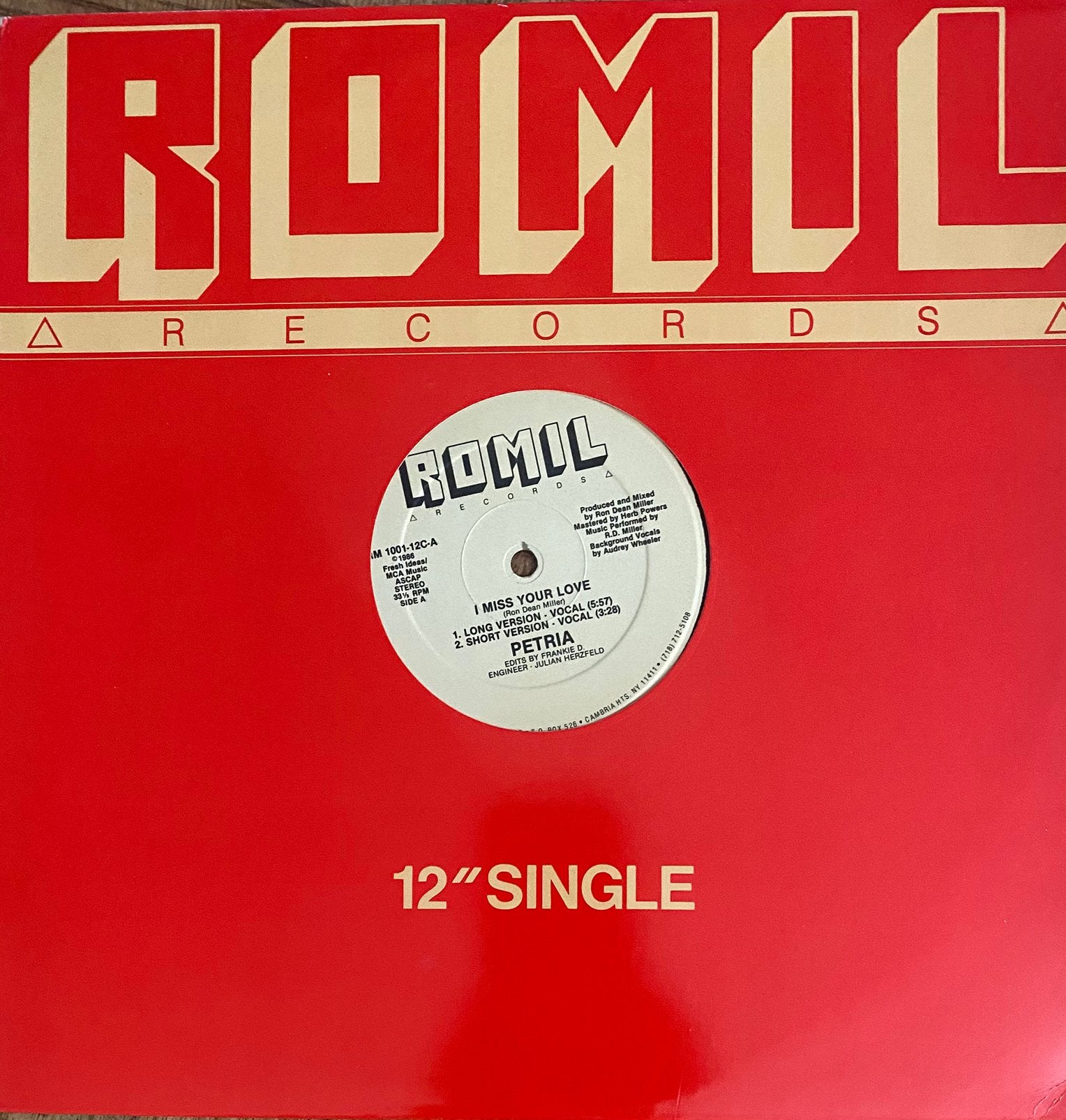 Petria - I Miss Your Love (12” Maxisingle), Cd's en Dvd's, Vinyl | Dance en House, Ophalen, Dance, Zo goed als nieuw, 12 inch