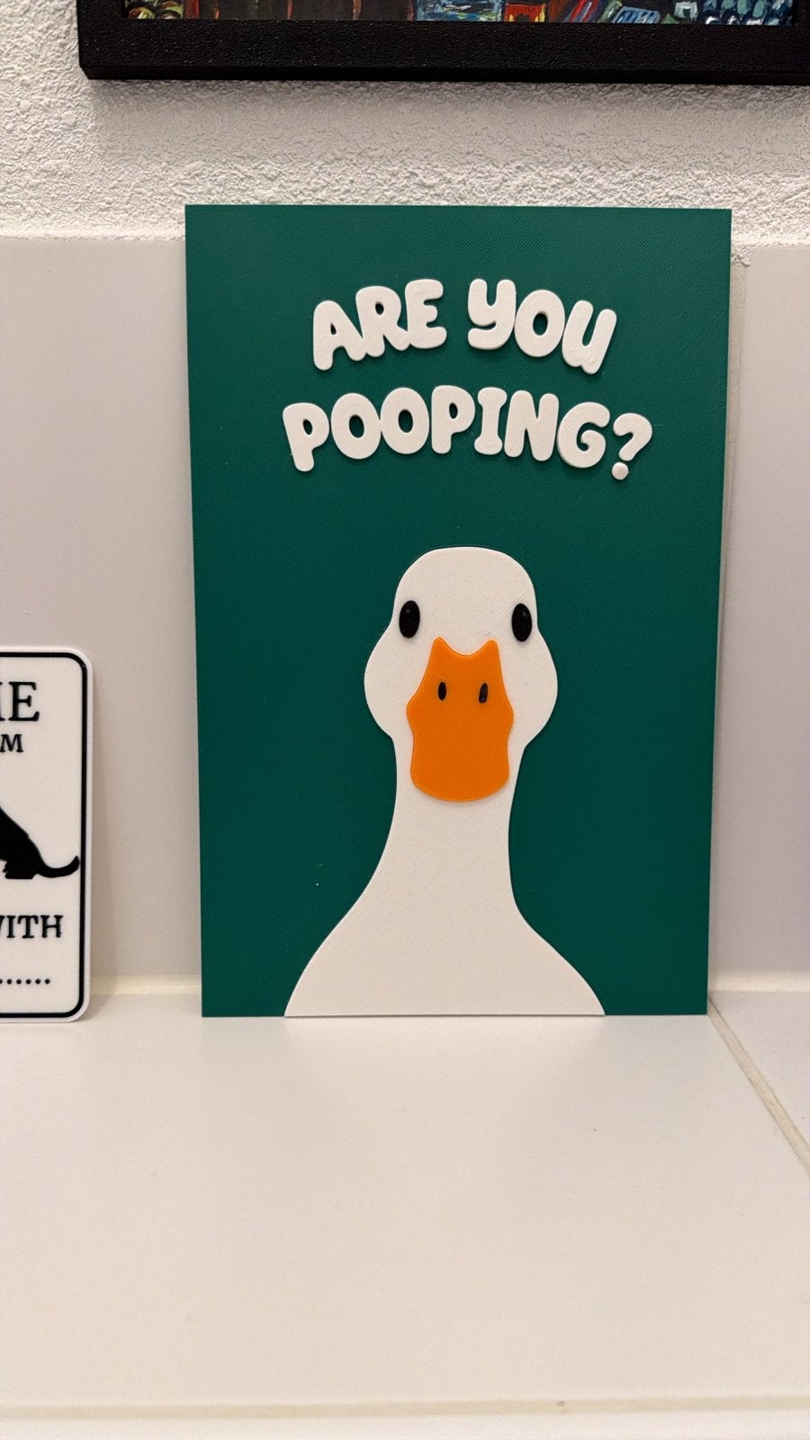 Grappig Badkamer Bordje - 'Are You Pooping?' Eend, Ophalen, Nieuw, Groen