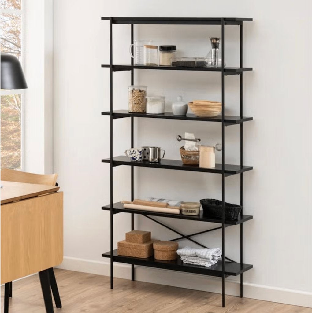 fonQ japandi stijl boekenkast zwart, Huis en Inrichting, Ophalen, Japandi, 50 tot 100 cm, Zo goed als nieuw